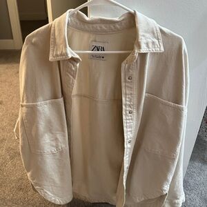 Zara button up shirt jacket - ivory